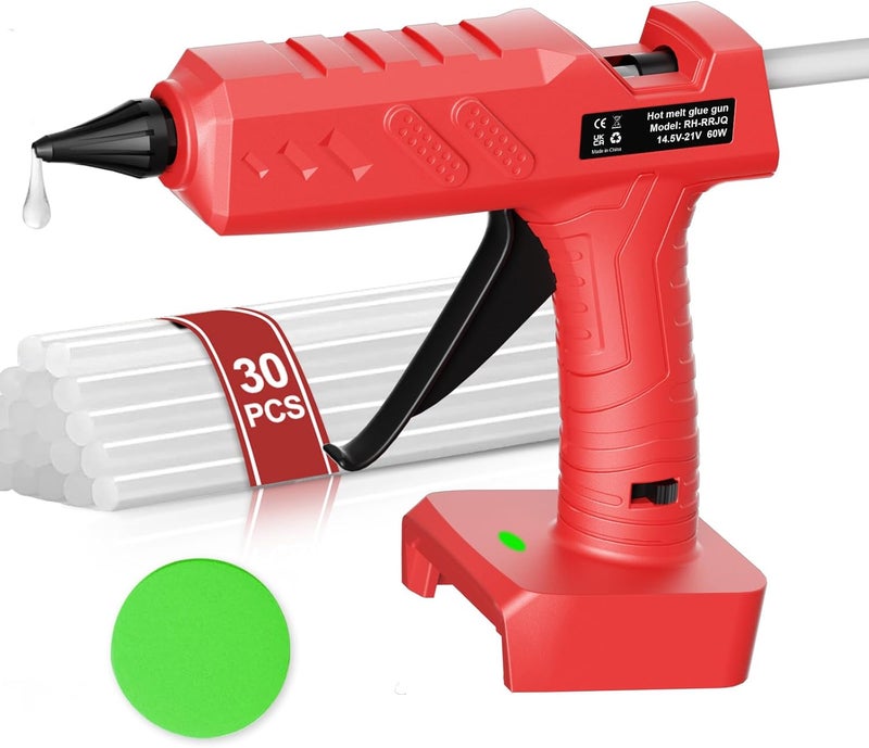 Samvinor Cordless Hot Glue Gun for Milwaukee 18V Battery, 60W Full Size Craft Glue Gun, Handheld Hot Glue Gun Kit with 30pcs 0.43'' Glue Sticks for Home Repair Arts Crafts DIY(No Battery) - Image 1